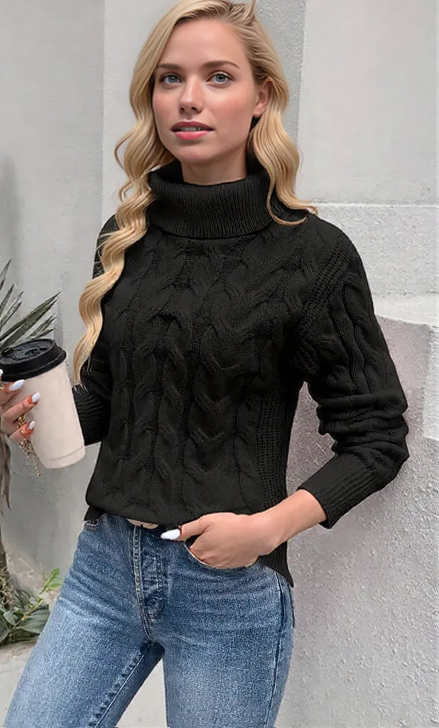 Women's Cozy Cable-Knit Turtleneck Sweater