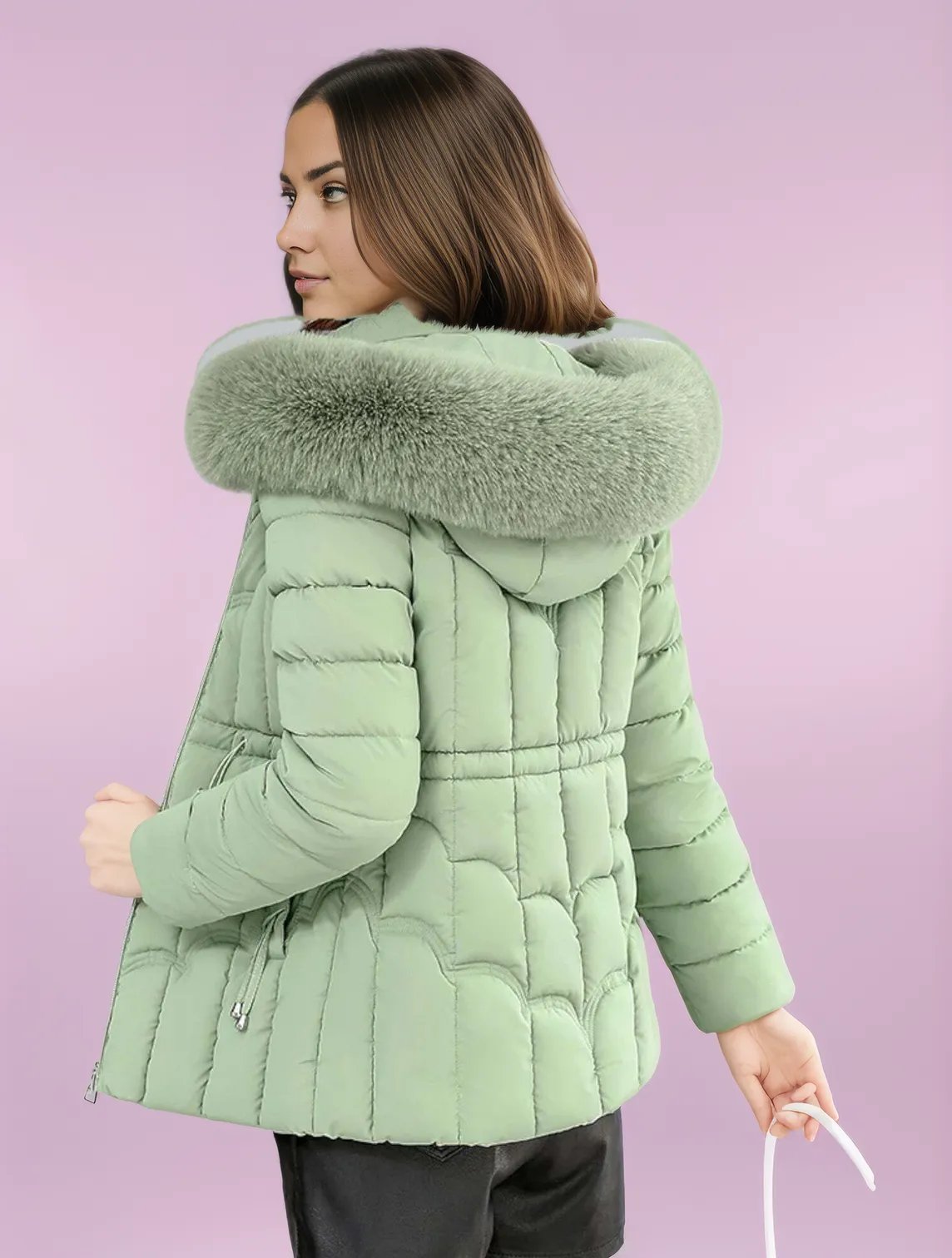 Faux Fur Trimmed Padded Parka Puffer Coat