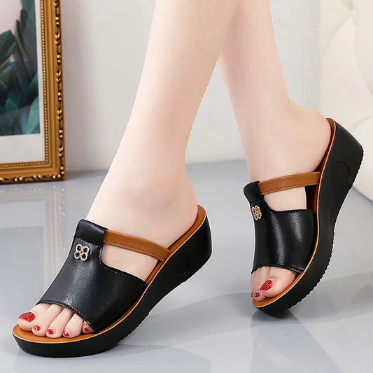 Women's Casual Platform Wedge Sandals - Comfortable Open Toe Design