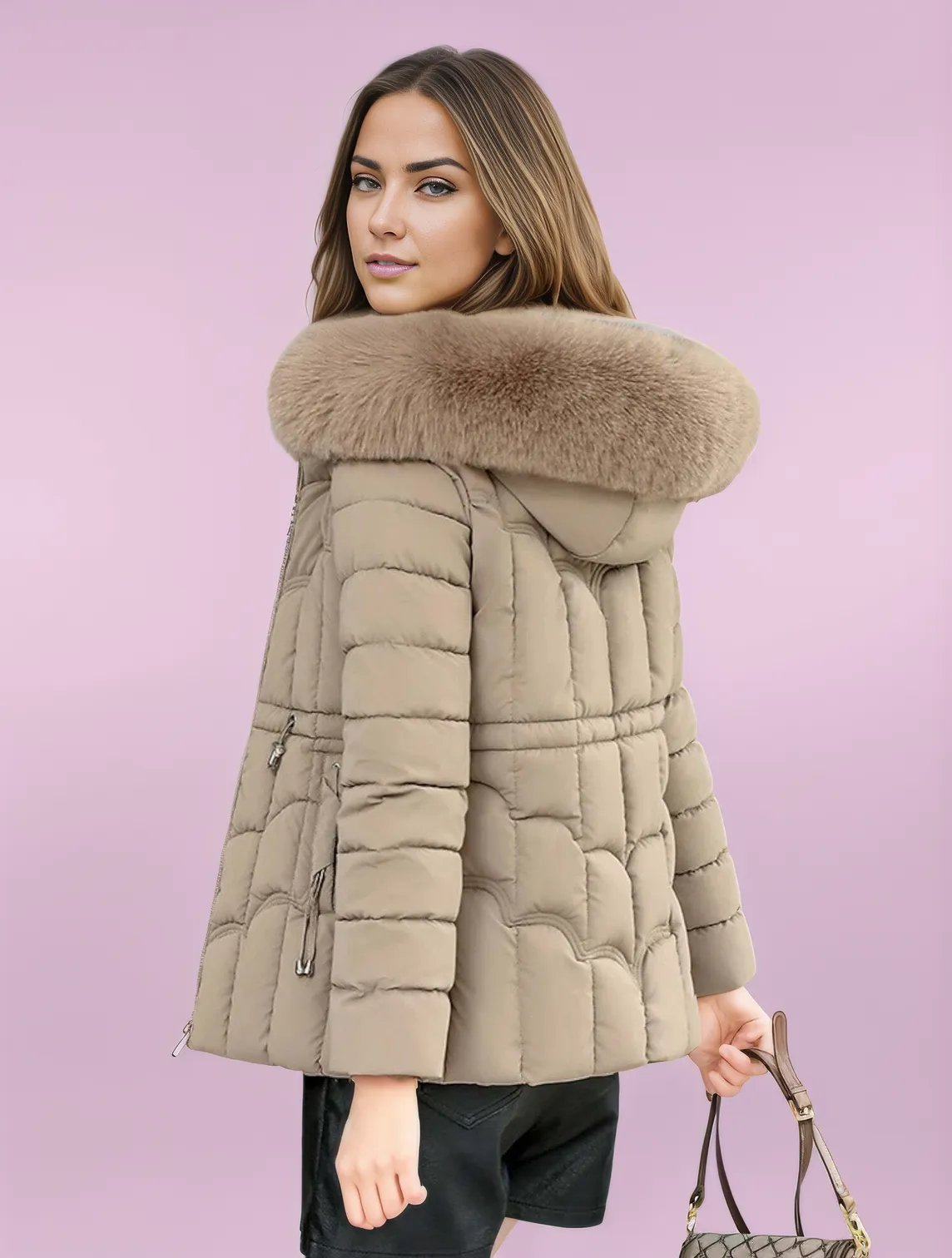 Faux Fur Trimmed Padded Parka Puffer Coat