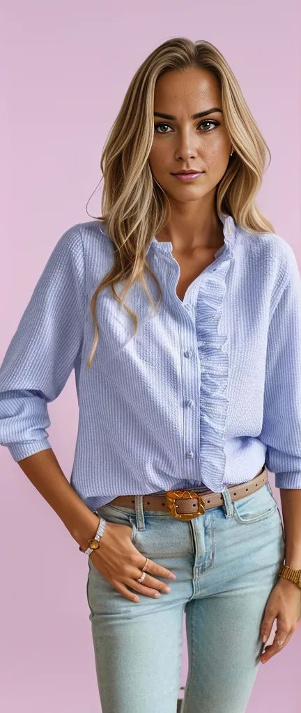 Striped Ruffle Blouse for Women