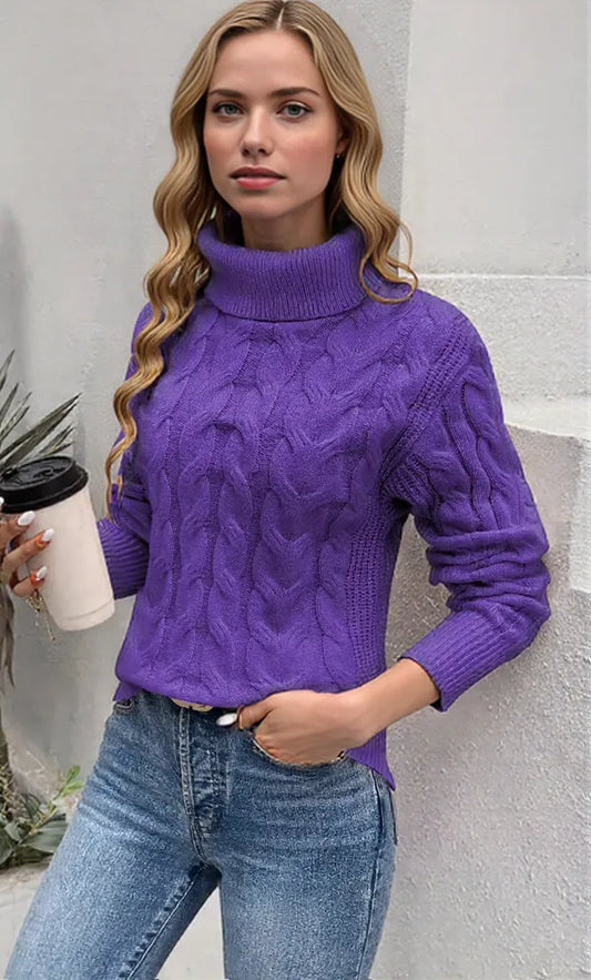 Women's Cozy Cable-Knit Turtleneck Sweater