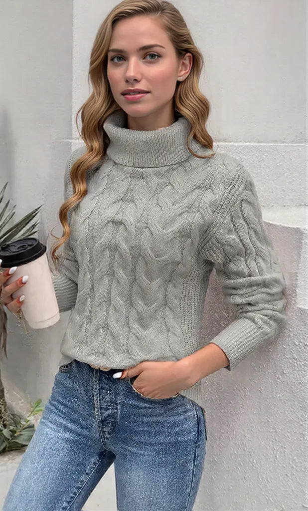 Women's Cozy Cable-Knit Turtleneck Sweater