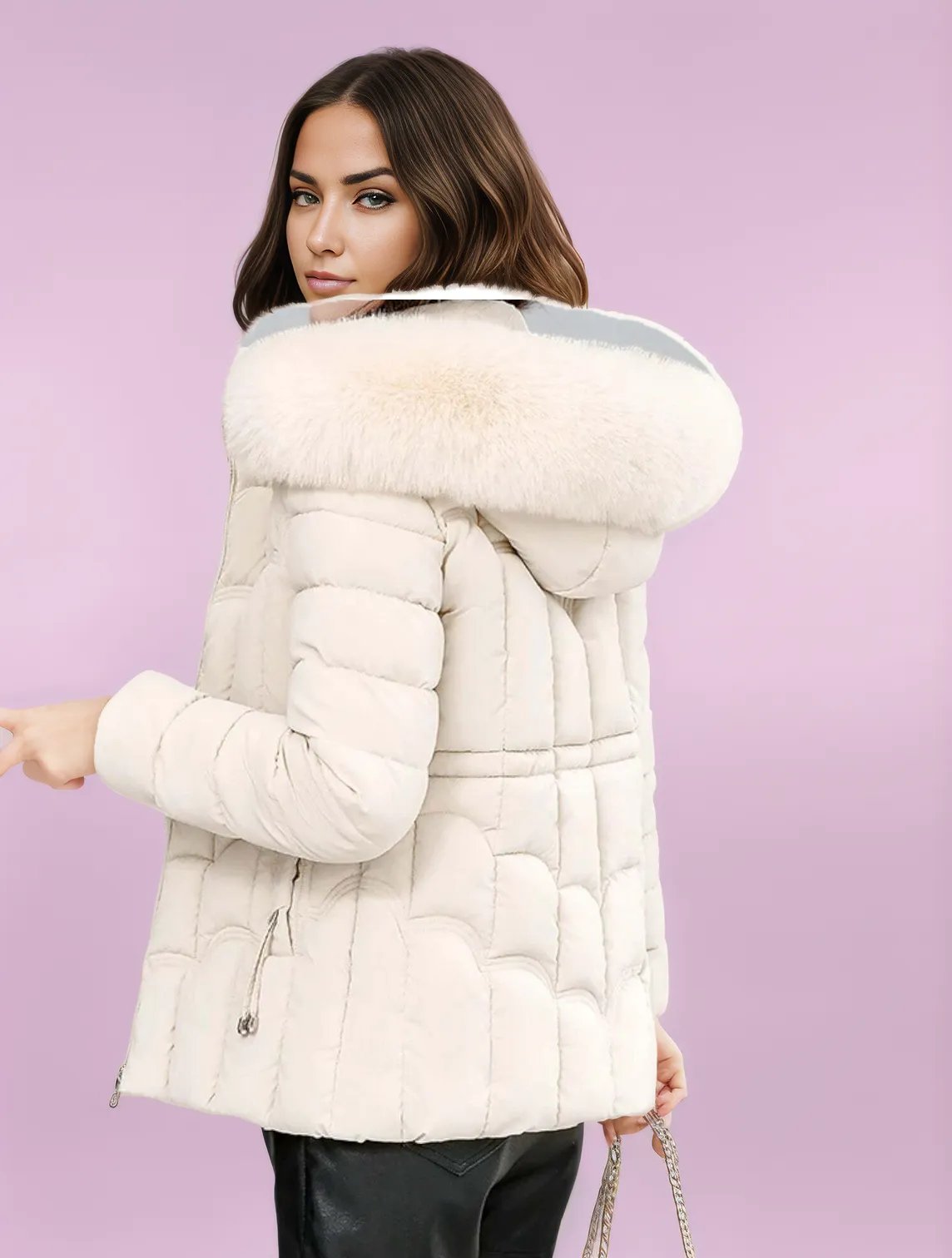 Faux Fur Trimmed Padded Parka Puffer Coat