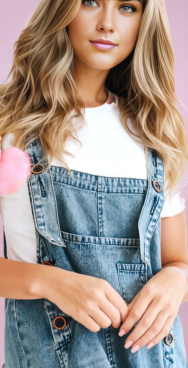 Casual Ripped Denim Overalls with a Relaxed Fit