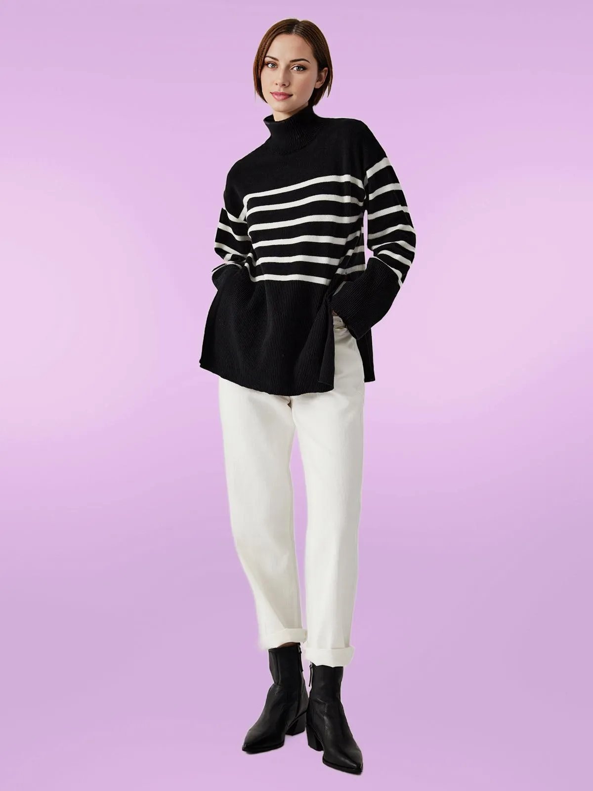 Effortlessly Stylish: Women's Striped Sweater with Parisian Flair