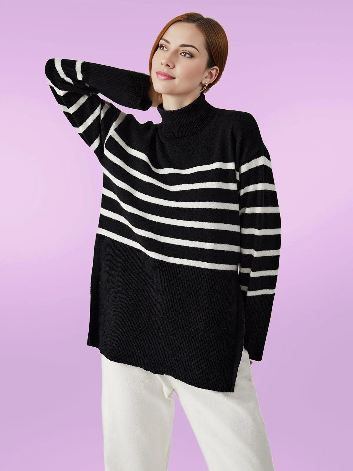 Effortlessly Stylish: Women's Striped Sweater with Parisian Flair