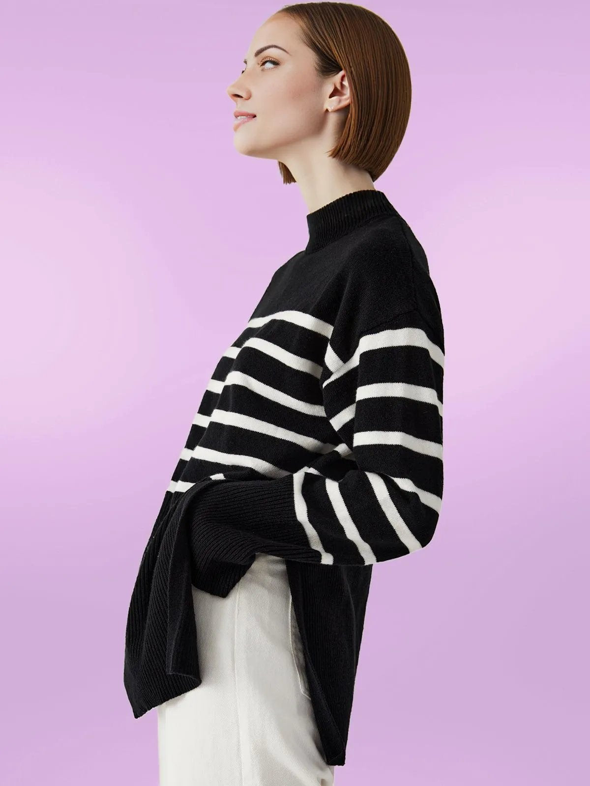 Effortlessly Stylish: Women's Striped Sweater with Parisian Flair