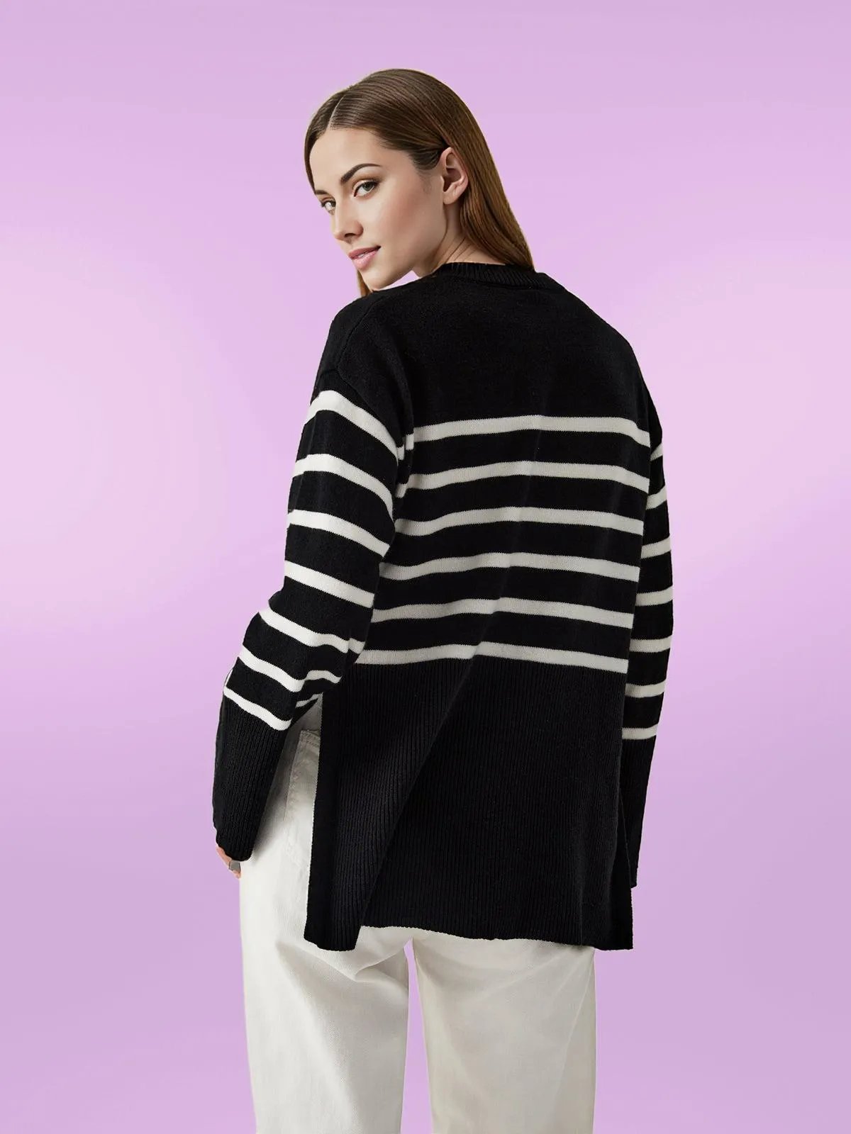 Effortlessly Stylish: Women's Striped Sweater with Parisian Flair