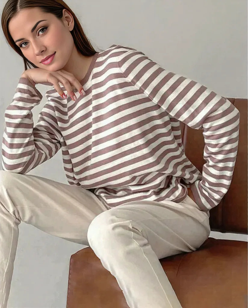 Sabrina | Chic Striped Long Sleeve Top for Effortless Style