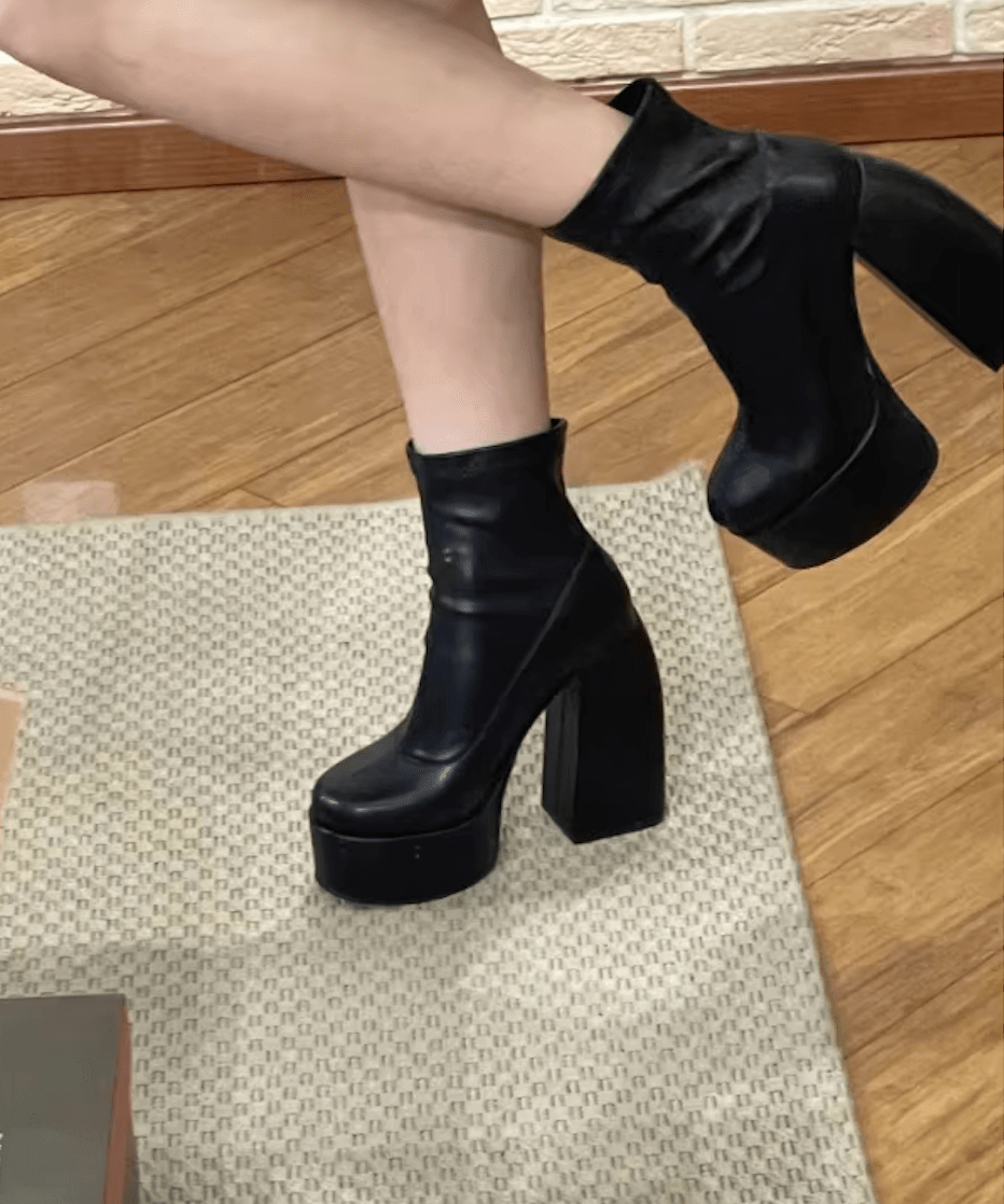 Stylish and Comfortable Women's High-Heeled Boots in PU Leather