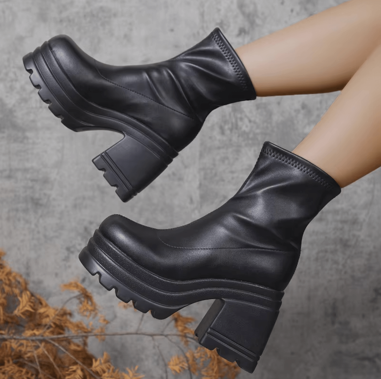 Stylish and Comfortable Women's High-Heeled Boots in PU Leather