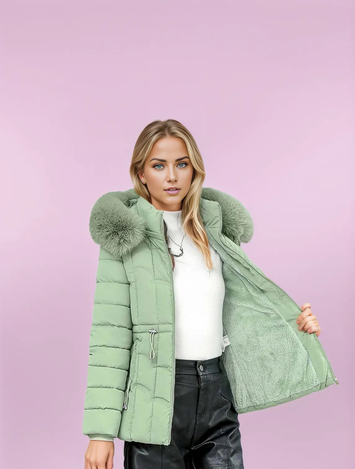 Faux Fur Trimmed Padded Parka Puffer Coat