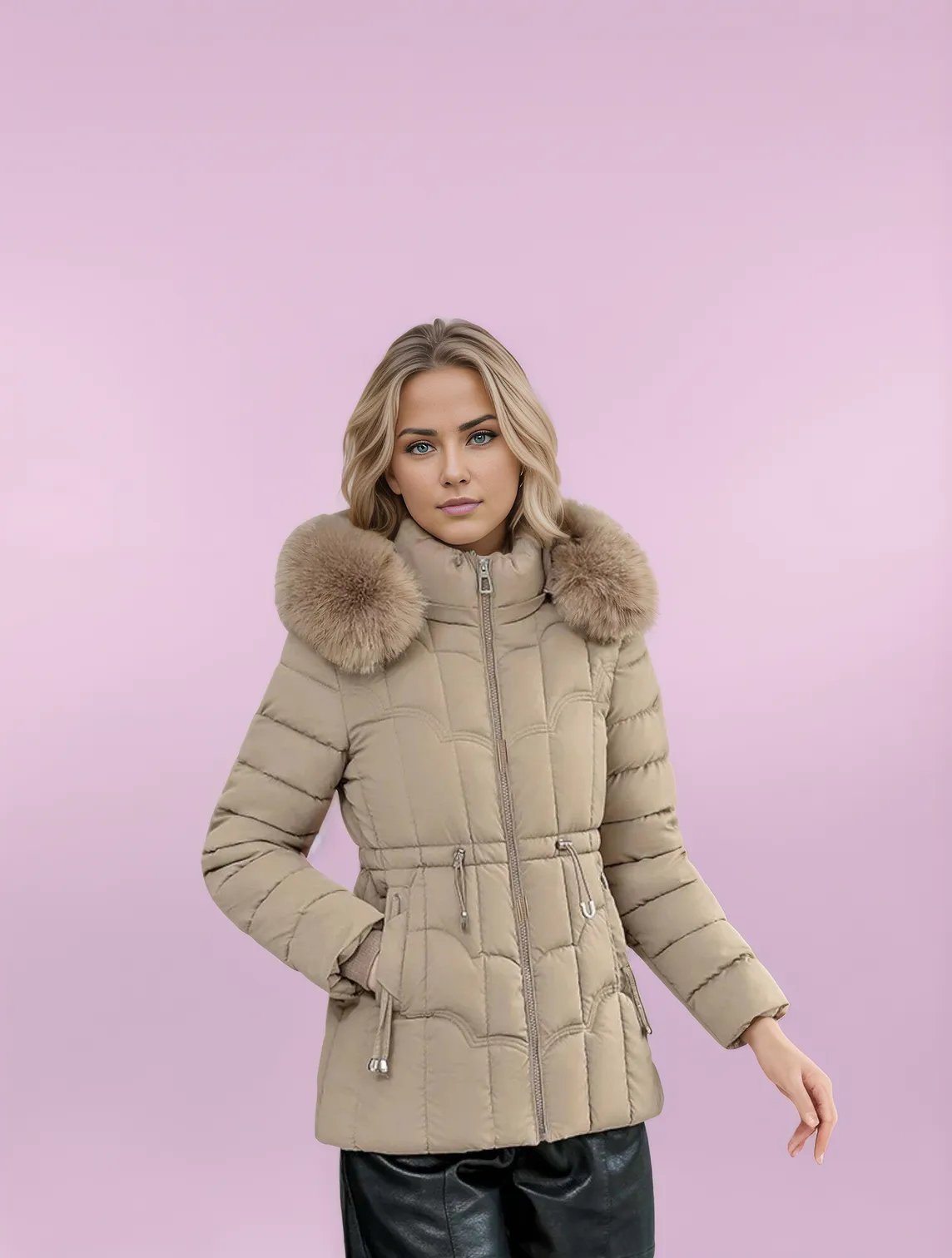 Faux Fur Trimmed Padded Parka Puffer Coat