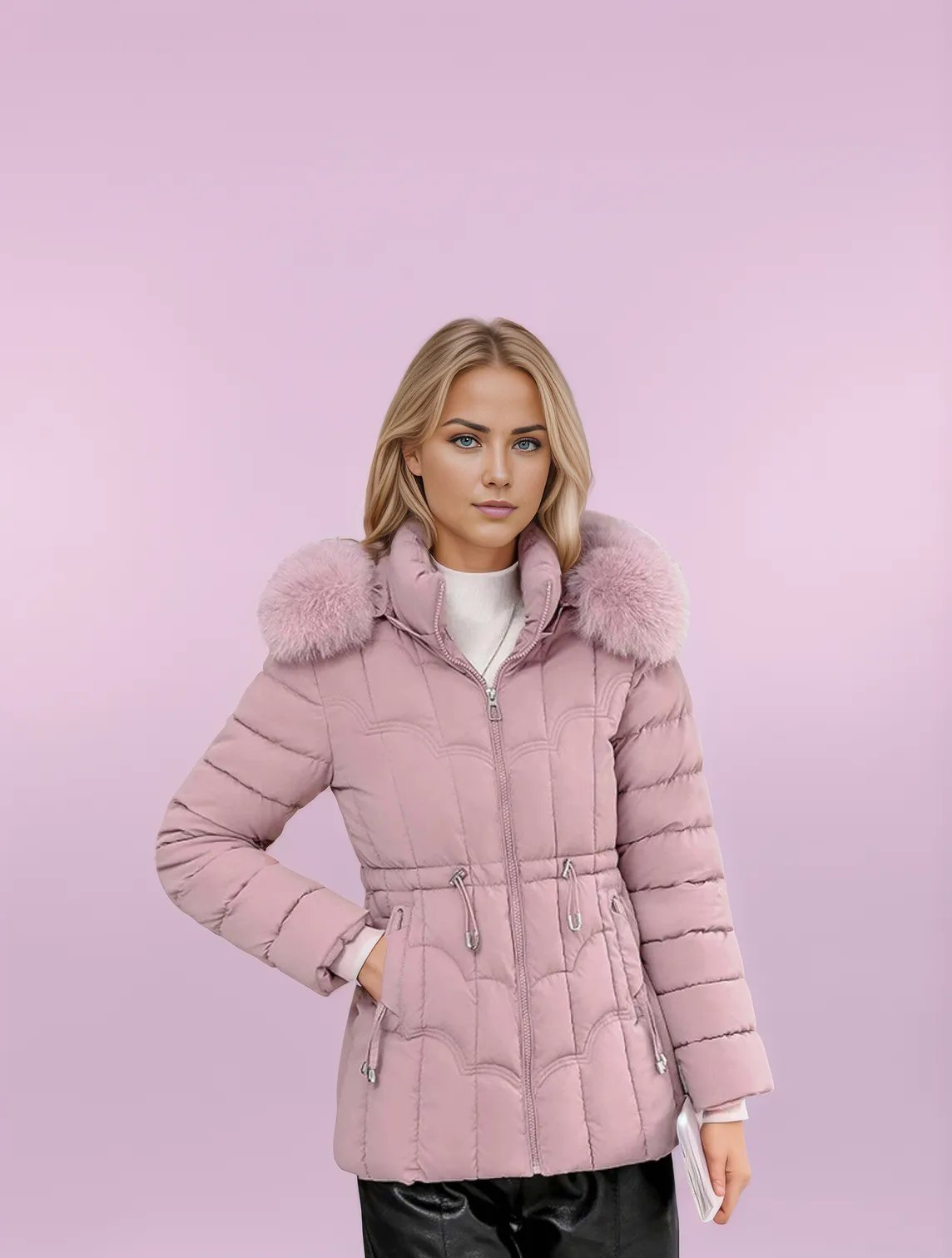 Faux Fur Trimmed Padded Parka Puffer Coat