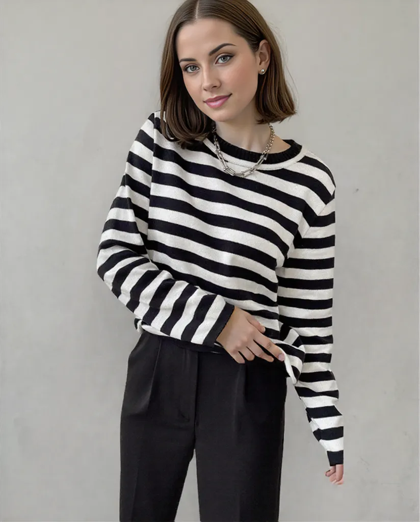 Sabrina | Chic Striped Long Sleeve Top for Effortless Style