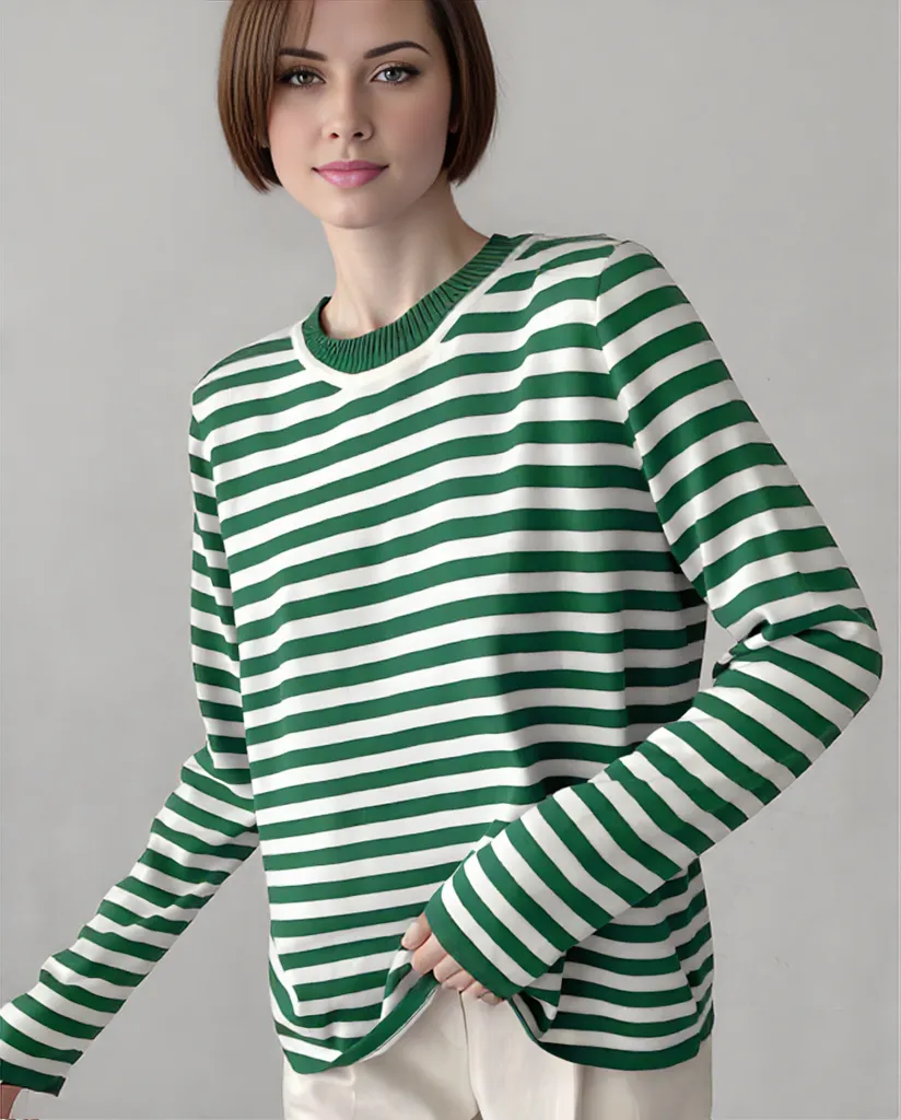 Sabrina | Chic Striped Long Sleeve Top for Effortless Style