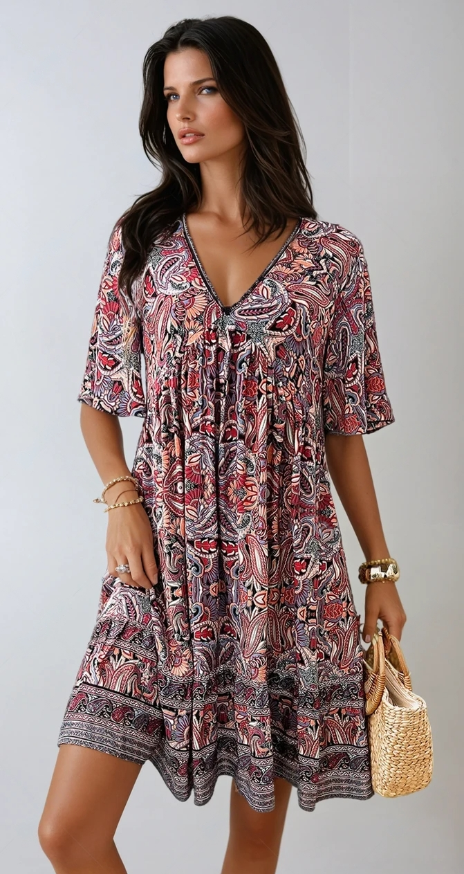 Zoe | V-Neck Mini Dress in Floral Breeze